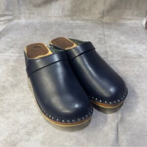 Troentorp Swedish Wooden Clogs Navy Blue Size 37 US Size 6.5